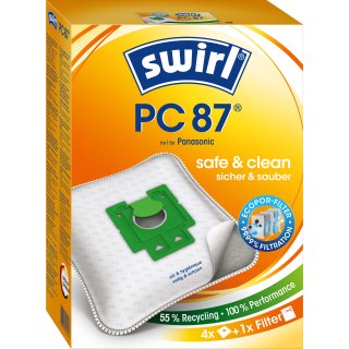 Swirl Staubsaugerbeutel PC87 ( PC90) / PC 87 MicroPor Plus AirSpace f. Panasonic Geräte C2, C2E, C7