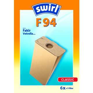Swirl Staubsaugerbeutel F94 / F 94 für Fakir S11, S14, S15 Staubsauger -AUSLAUF-