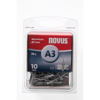 70 Novus Aluminium Blindnieten Ø3 mm, 10 mm,Typ A3/10mm  Nr.: 045-0030