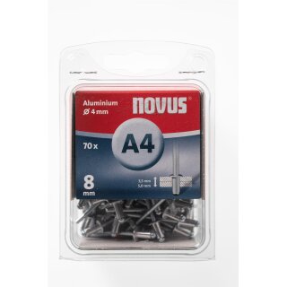 70 Novus Aluminium Blindnieten Ø4 mm, 8 mm,Typ A4/8mm  Nr.: 045-0032