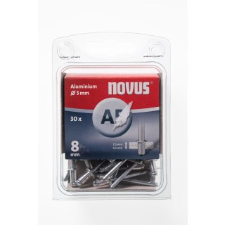 30 Novus Aluminium Blindnieten Ø5mm, 8 mm,Typ A5/8mm  Nr.: 045-0026