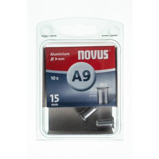 10 Novus Aluminium-Blindnietmuttern Ø9mm,15 mm,Typ A9/15 mm M6 Nr.: 045-0043