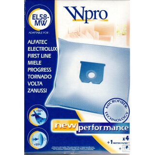 Wpro 4x Staubsaugerbeutel EL58-MW passend für Electrolux E10 / Miele 1620, 1630 - Nr.: 481281718906