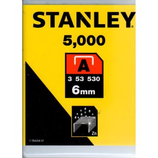 Stanley Klammern Typ A 3/53/530, 5000 Stück, 6mm aus Runddraht für Elektro- und Handtacker / 1-TRA204-5T