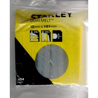 Stanley 24 Heißklebesticks DualMelt, 7 mm x 100 mm, Heißklebepatronen für GR15 - Typ 1-GS20DT