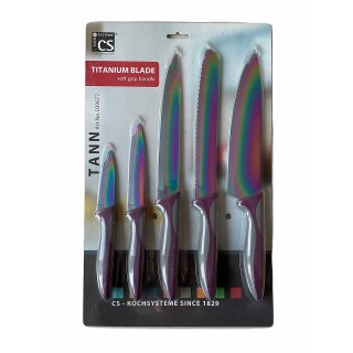 CS-Kochsysteme Messerset 5-teilig, Titanium Blade Messer Nr. 039677 Tann
