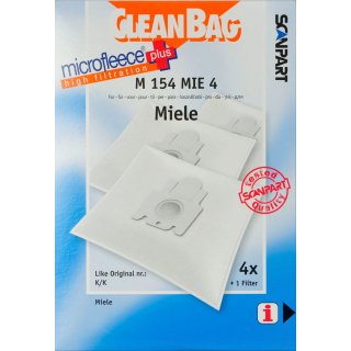 Cleanbag Staubsaugerbeutel 4 Stück + 1 Filter für Miele K/K, M154MIE4