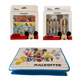 Disney Mickey Mouse Posterbox 22 teilig, Stickerset 4-teilig oder Malkoffer 25-teilig