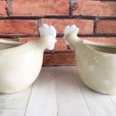 Übertopf aus Keramik "Huhn" -  2 Stück Kräutertöpfchen