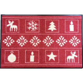 Waschbare Fußmatte - Weihnachten rot 50x75 cm Wash+Dry Fußabstreifer
