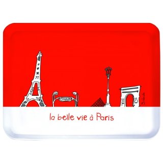 Serviertablett La Belle Vie À Paris - rot - Tablett ca 33 x 43 cm