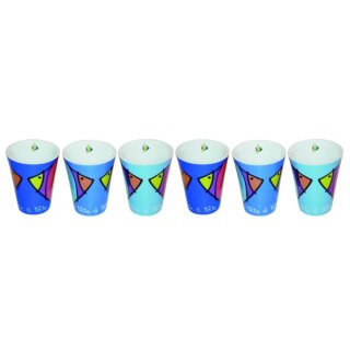 6 Espressobecher mit Fisch Motiv - blau - Espresso