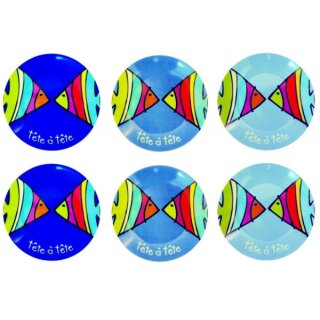 6 Dessertteller Fische - Bleu Poisson - Teller