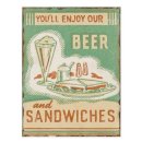 Blechschild - Sandwich & Beer - Schild im Antik Look...