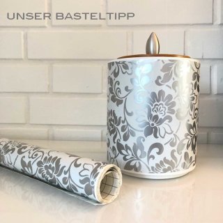 Klebefolie - Möbelfolie selbstklebend Ornamente Silber Grau 0,45