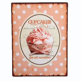 Blechschild - Cupcakes for all - Schild im Antik Look - Metallschild