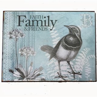 Blechschild - FAITH FAMILY AND FRIENDS - Schild im Antik Look