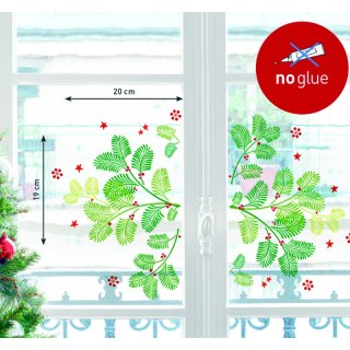 XMAS Fenster Sticker Weihnachten - Eibe - statisch haftend Fensterbild
