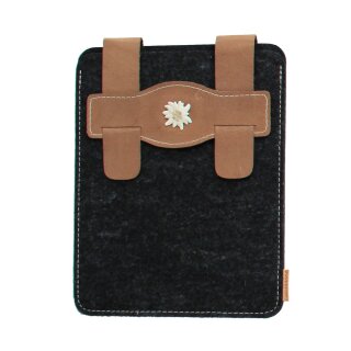 Tablet Reader Tasche SCHORSCH - Hülle aus Filz und Leder anthrazit ca 21,6 x 26,5 cm
