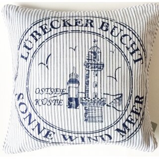Kissenhülle Kissenbezug Ocean Lübecker Bucht blau weiss 45x45 cm - ohne Füllung