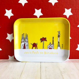 Viva Fiesta En Barcelona gelb 6 Frühstücksteller Tablett ca 19 x 15 cm Picknick 