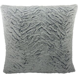 Kuschelkissen Faux Fur grau in Federoptik - Kissen ca 45x45 cm Zierkissen
