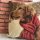 Kissen - Hunde im Winter - Retriever mit Schal ca 45x45 cm Landhaus Zierkissen
