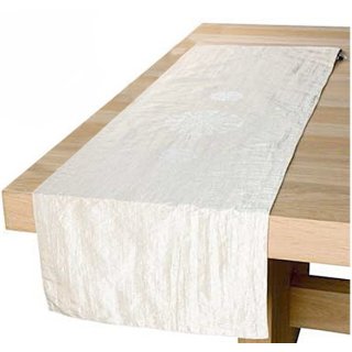Edler Tischläufer New York - beige mit Glitzersteinchen 42 x 145 cm