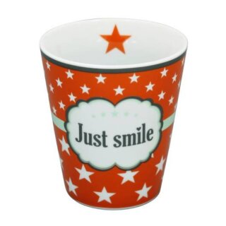 Kaffeebecher JUST SMILE Sterne orange MUG Teebecher
