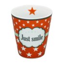 Kaffeebecher JUST SMILE Sterne orange MUG Teebecher