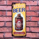 Blechschild - ICE COLD BEER SERVED HERE - Wandschild im Nostalgie Look