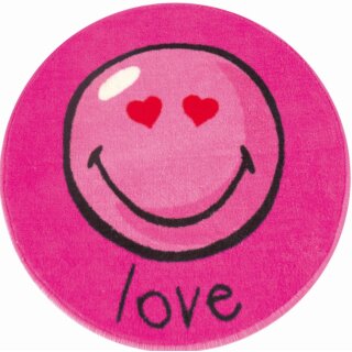 Runder Teppich - Smiley LOVE pink - ca 60 cm Durchmesser