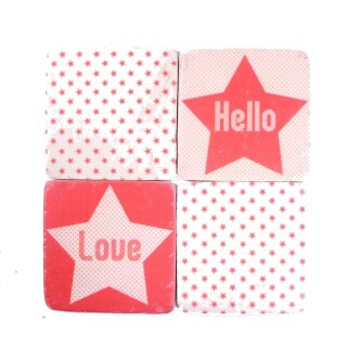 Untersetzer  Stein Set - 4 teilig im Antik Look - Hello Love - Sterne