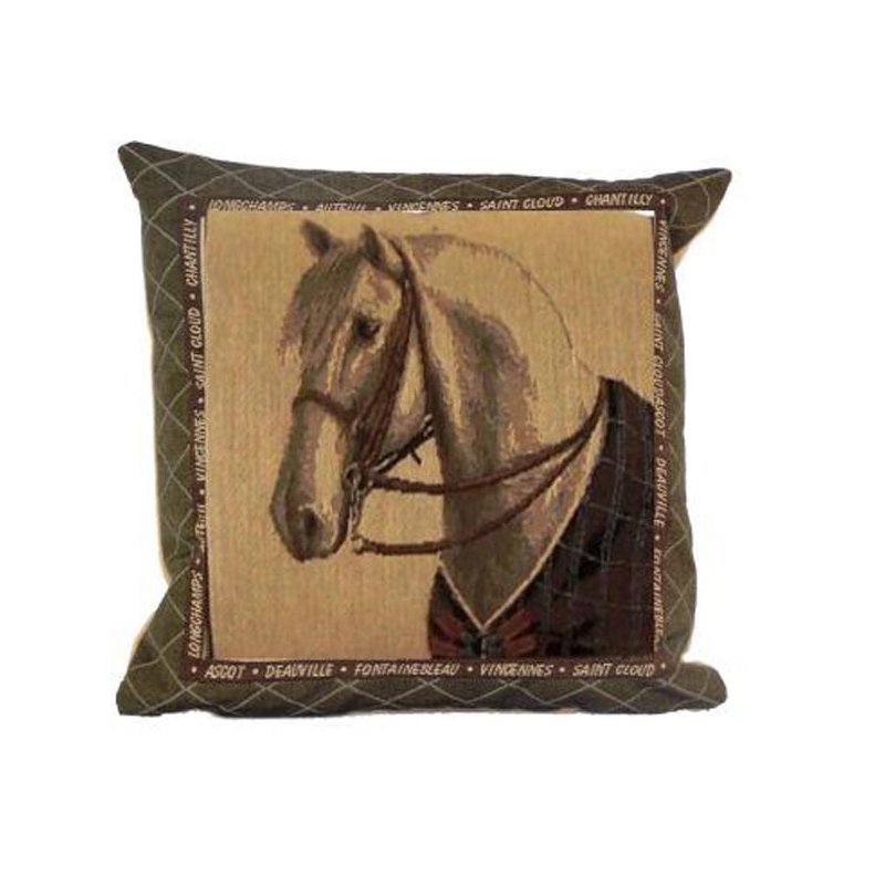 Kissen Pferd mit roter Decke  Zierkissen ca 45 x 45 cm Gobelin Sofakissen 
