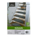 15 Stück Stufenmatte 65x28cm Treppenschutz, Treppenteppich anthrazit, halbrund, selbstklebend