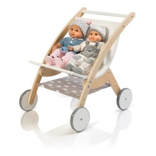 MUSTERKIND Puppen Zwillingswagen Barlia natur aus Holz natur / weiß