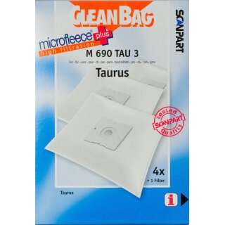 Cleanbag Staubsaugerbeutel 4 Stück + 1 Filter, für Taurus, Nr. M690TAU3