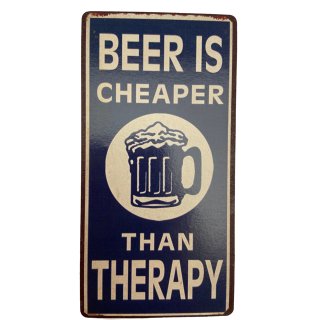 Kühlschrankmagnet im Antik Look - Beer is cheaper than Therapy