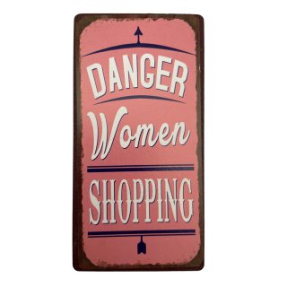 Kühlschrankmagnet im Antik Look - Danger Women Shopping - Dekomagnet