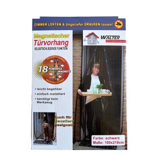 Walter Fliegengitter, magnetischer Türvorhang, Insektenschutz, Fliegennetz für die Tür 100x210cm