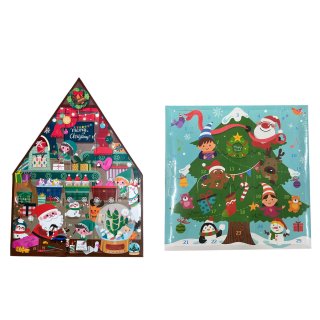 Adventskalender mit Radiergummi, Kalender Advent - Motiv Haus oder Baum