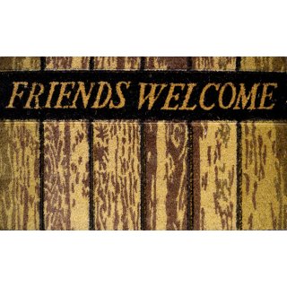 Efia Kokosfußmatte Abtreter Friends Welcome Wood ca 45 x 75 cm Fußabstreifer