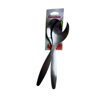 Metaltex Salatbesteck Edelstahl, 26cm, matt silber, Besteck 26x4x4cm, Salatlöffel