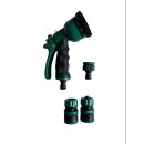 Meistercraft Handbrause 8 Funktionen, Gartenbrause, Spritzpistole 4-tlg., Gartenschlauch Zubehör, Adapter