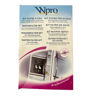 Wpro universelles Wasserfilter-Set USK009 für Side-by-Side Kühlschrank, Filter, Schlauch, Halterung