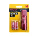 Kodak 9-LED Flashlight, Taschenlampe mit Batterien, IP62, rot