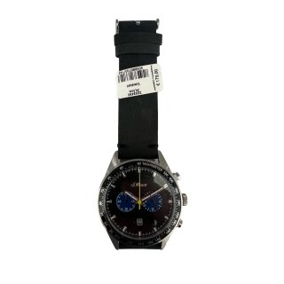 s.Oliver Armbanduhr Herren Chronograph Analog, mit Leder Armband, 5 bar Wasserdicht