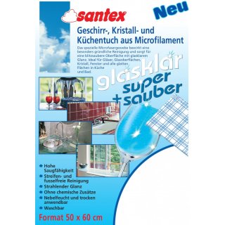 Santex Küchentuch, Geschirrtuch "Glasklar" aus Microfaser 50 x 60 cm